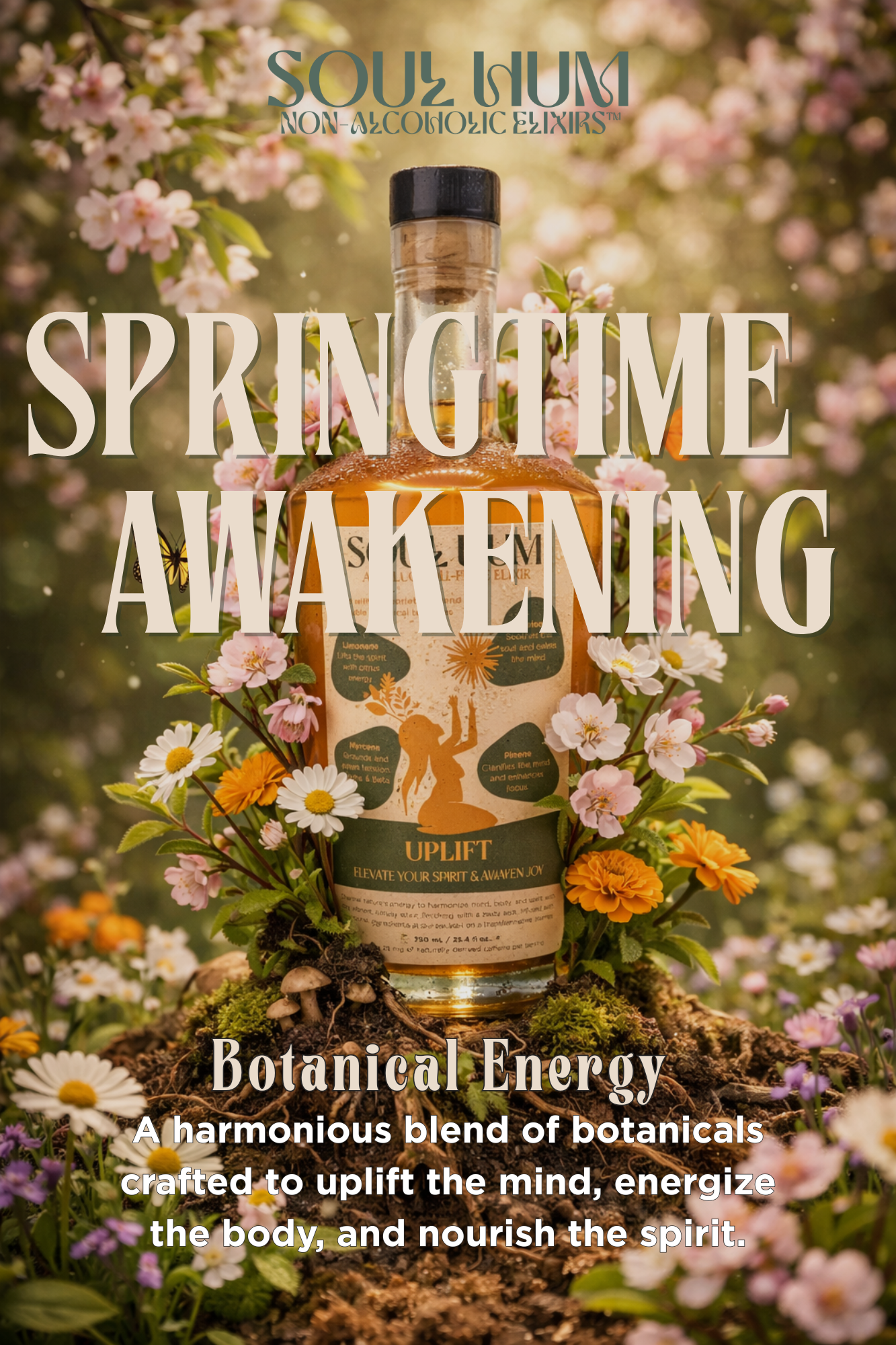 Soul Hum Sunrise Set beverage bundle with terpene-infused elixir, ginger turmeric tonic, and citrus tonic water for creative morning rituals