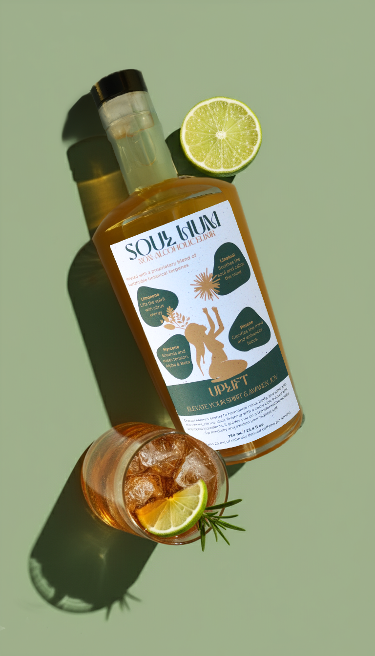 Uplift Elixir plant-based adaptogenic beverage with smoky pineapple and citrus flavor