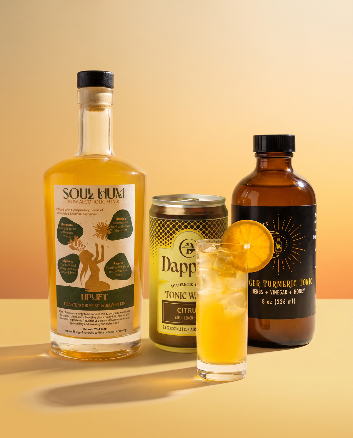 The Sparkling Sunrise Set — Soul Hum Uplift Elixir, Ginger Turmeric Tonic and Citrus Tonic Water