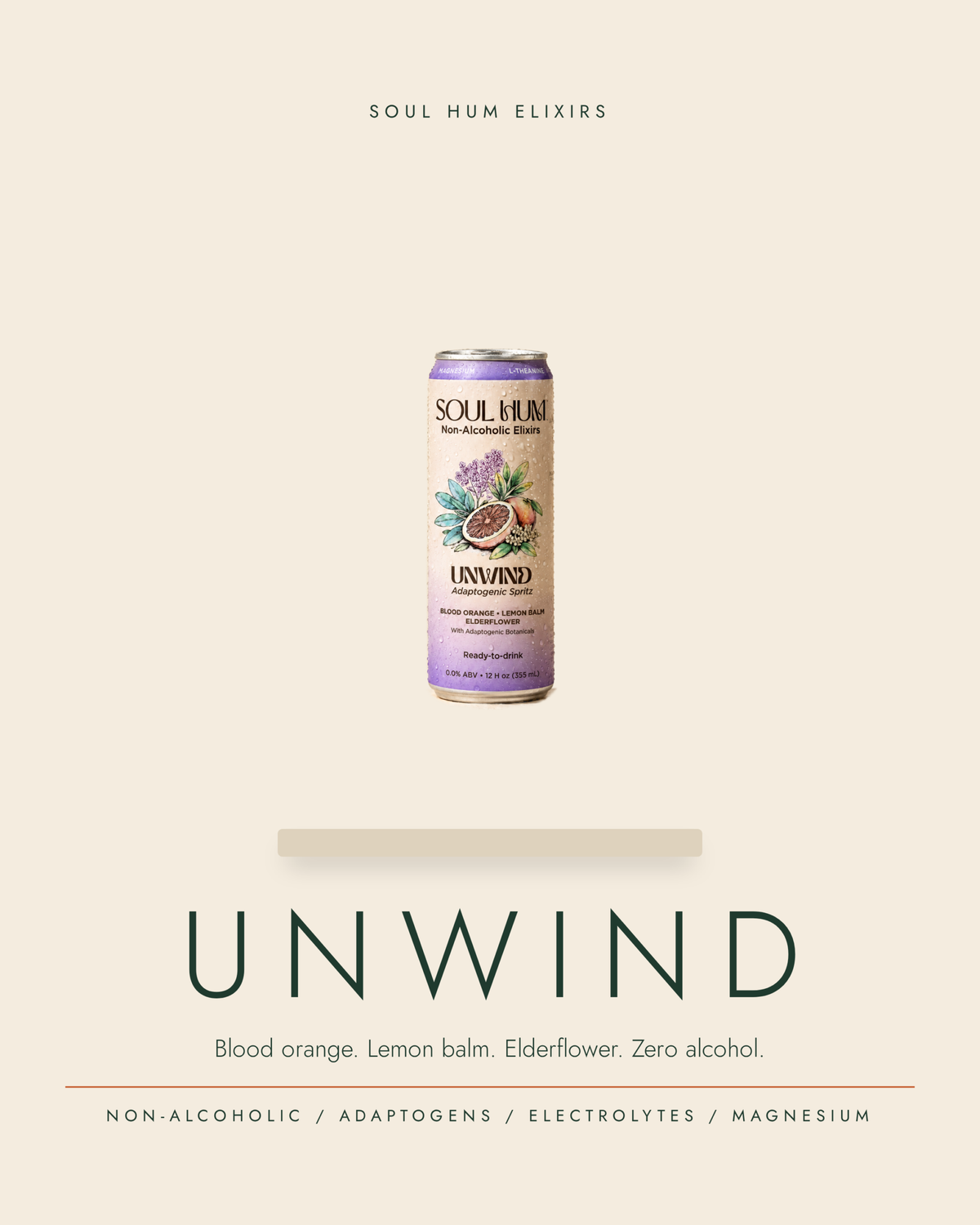 Unwind: blood orange, lemon balm, elderflower, zero alcohol